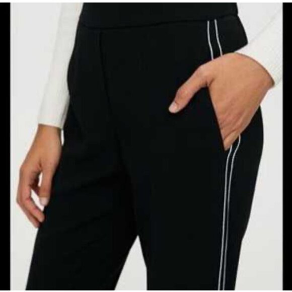 Babaton Black Slim-Fit Trousers W/ White Side Stripe Elastic Waist Womens Size S - Picture 3 of 12